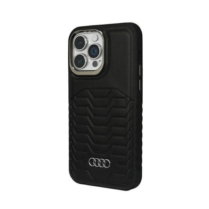 Audi AU-TPUPCMIP14P-GT/D3-BK Synthetic Leather MagSafe Case, Schwarz – iPhone 14 Pro