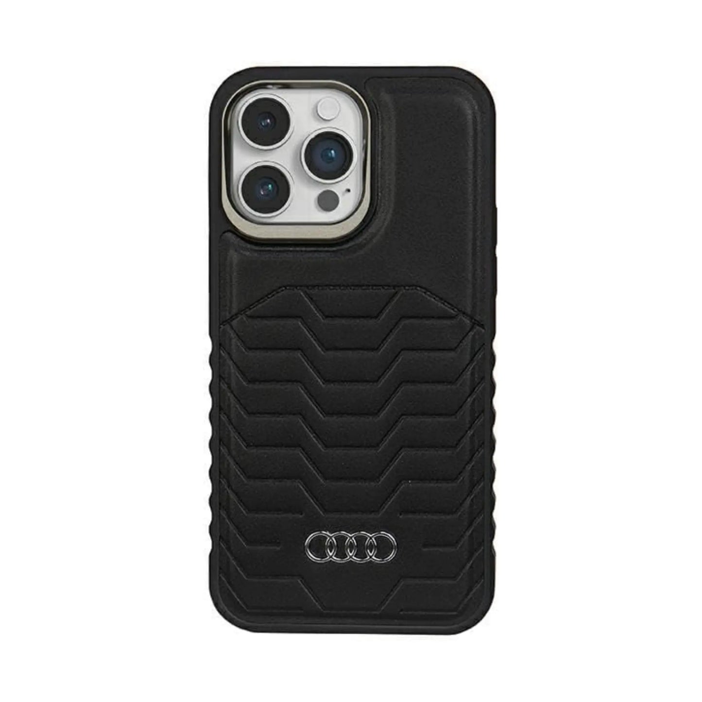 Audi AU-TPUPCMIP14PM-GT/D3-BK Synthetic Leather MagSafe Case, Schwarz – iPhone 14 Pro Max