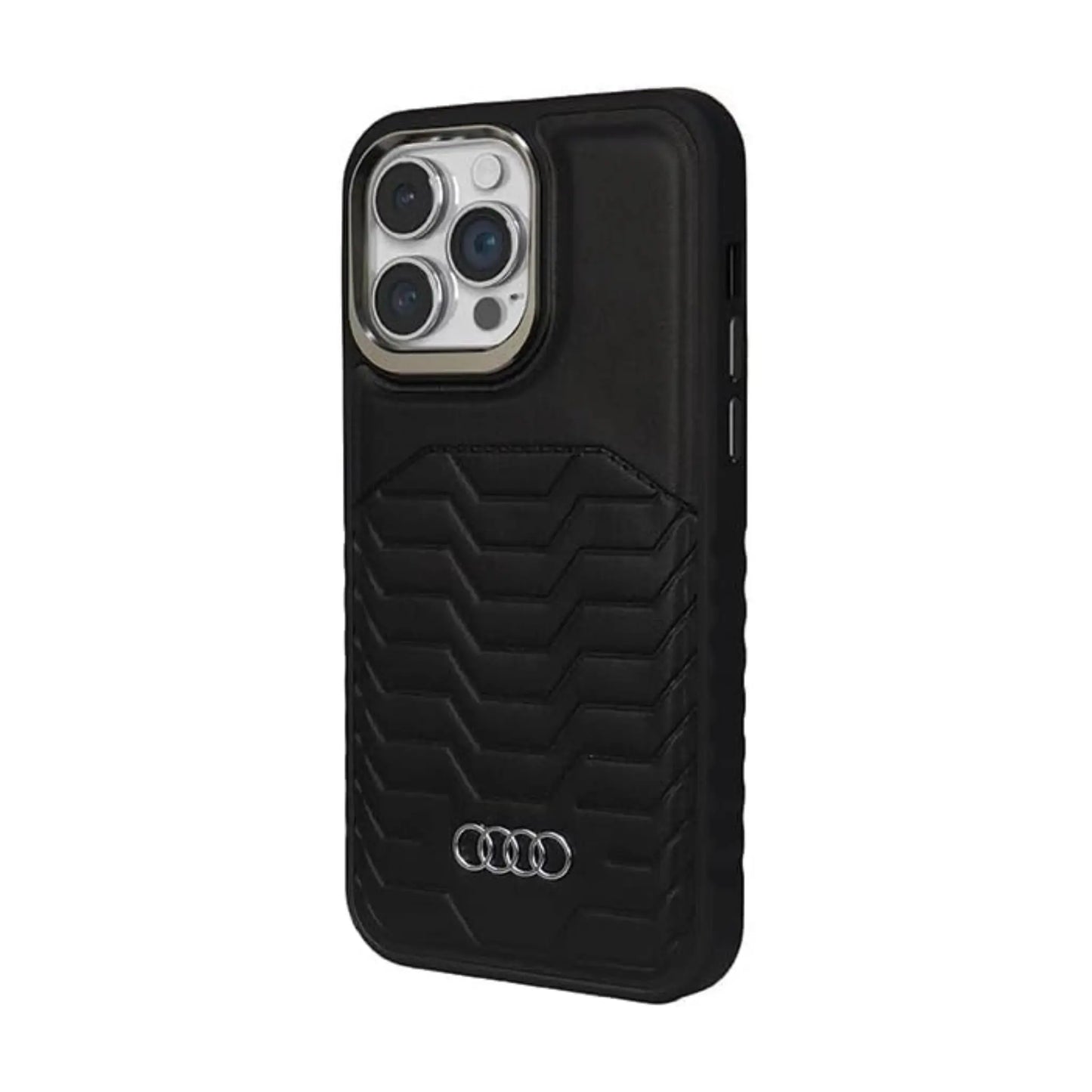 Audi AU-TPUPCMIP14PM-GT/D3-BK Synthetic Leather MagSafe Case, Schwarz – iPhone 14 Pro Max