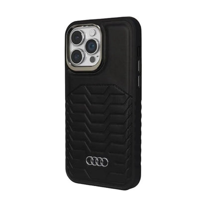 Audi AU-TPUPCMIP14PM-GT/D3-BK Synthetic Leather MagSafe Case, Schwarz – iPhone 14 Pro Max