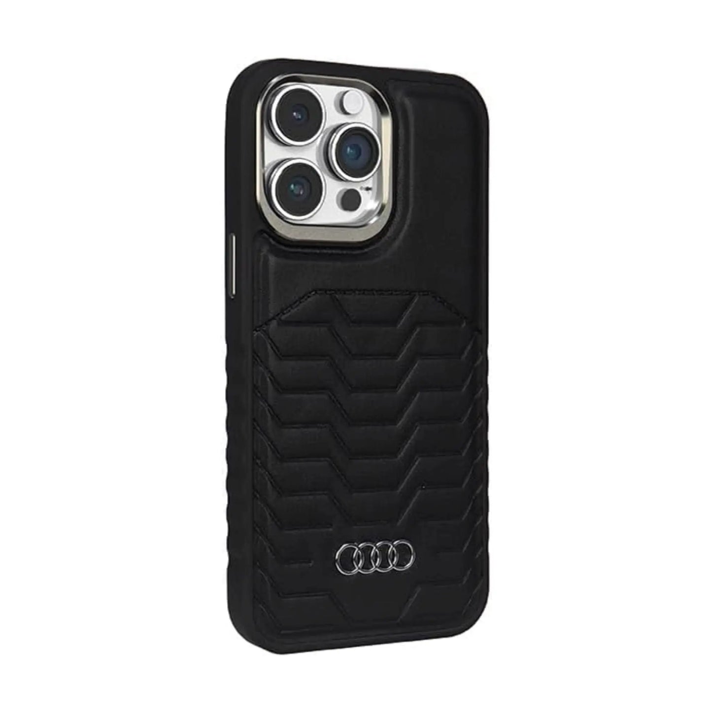 Audi AU-TPUPCMIP14PM-GT/D3-BK Synthetic Leather MagSafe Case, Schwarz – iPhone 14 Pro Max