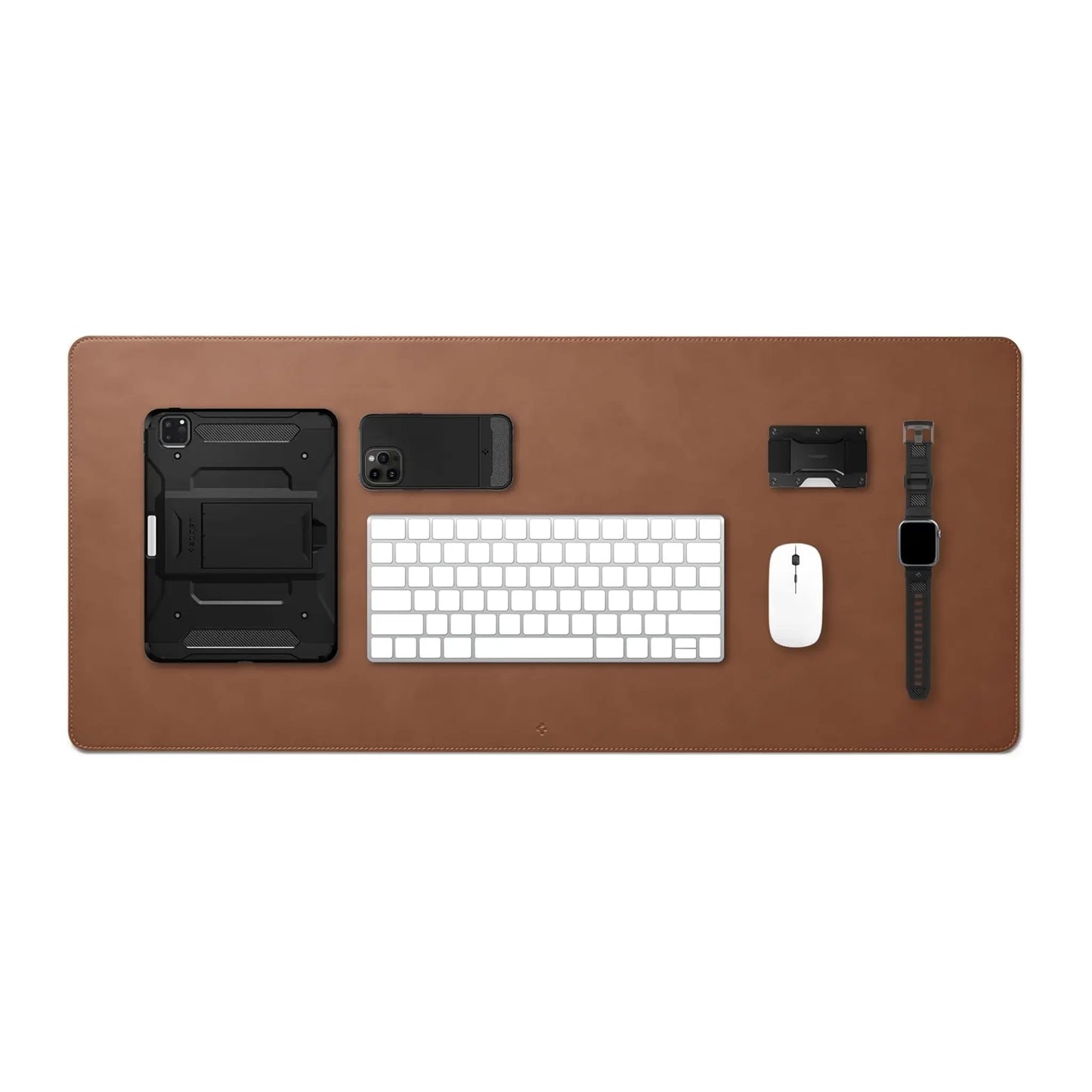 Spigen Schreibtischunterlage Velo Vegan PU Leder XXL Braun – Mauspad