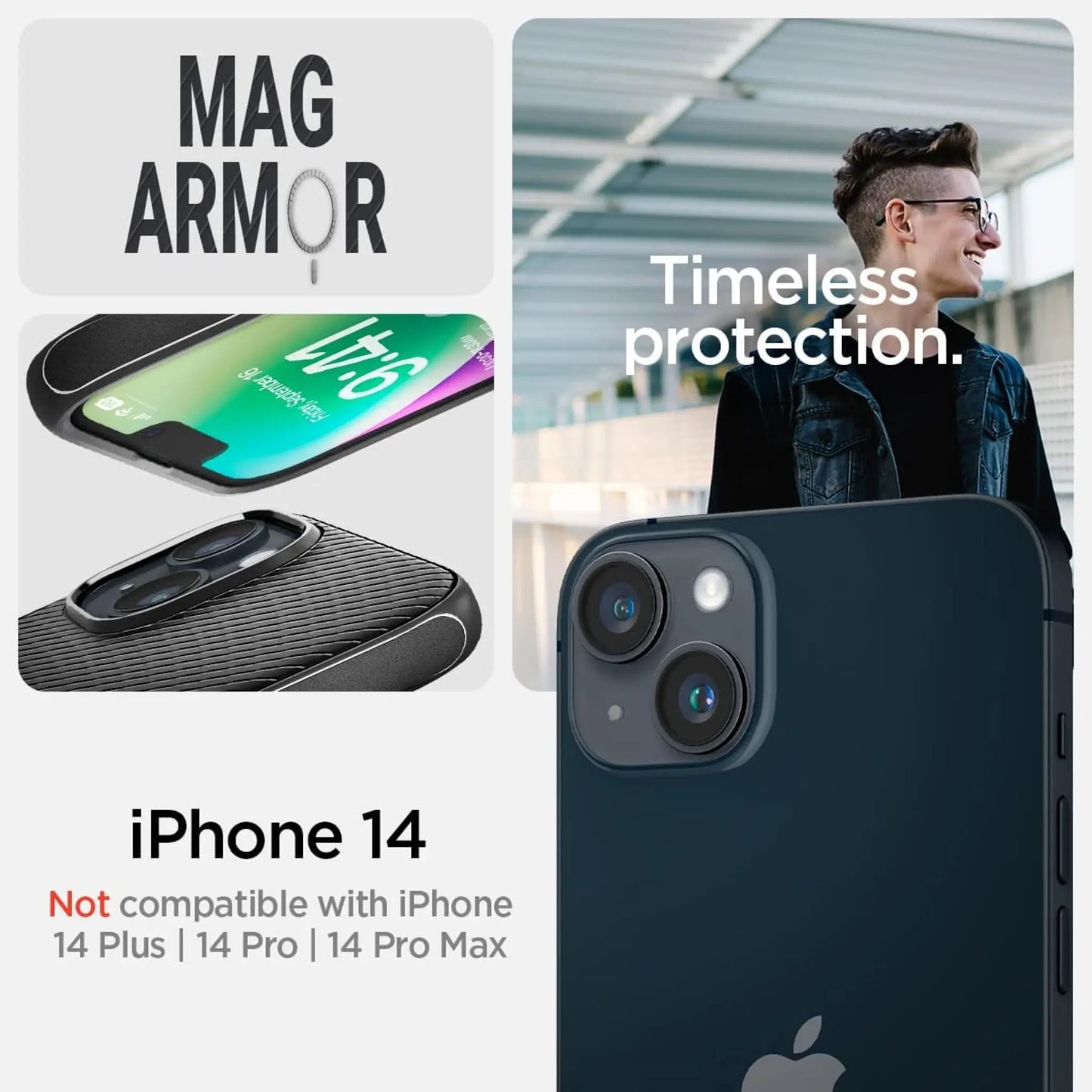 Spigen Hülle Mag Armor MagFit Matte Black – iPhone 14