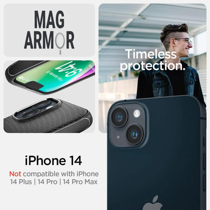 Spigen Hülle Mag Armor MagFit Matte Black – iPhone 14