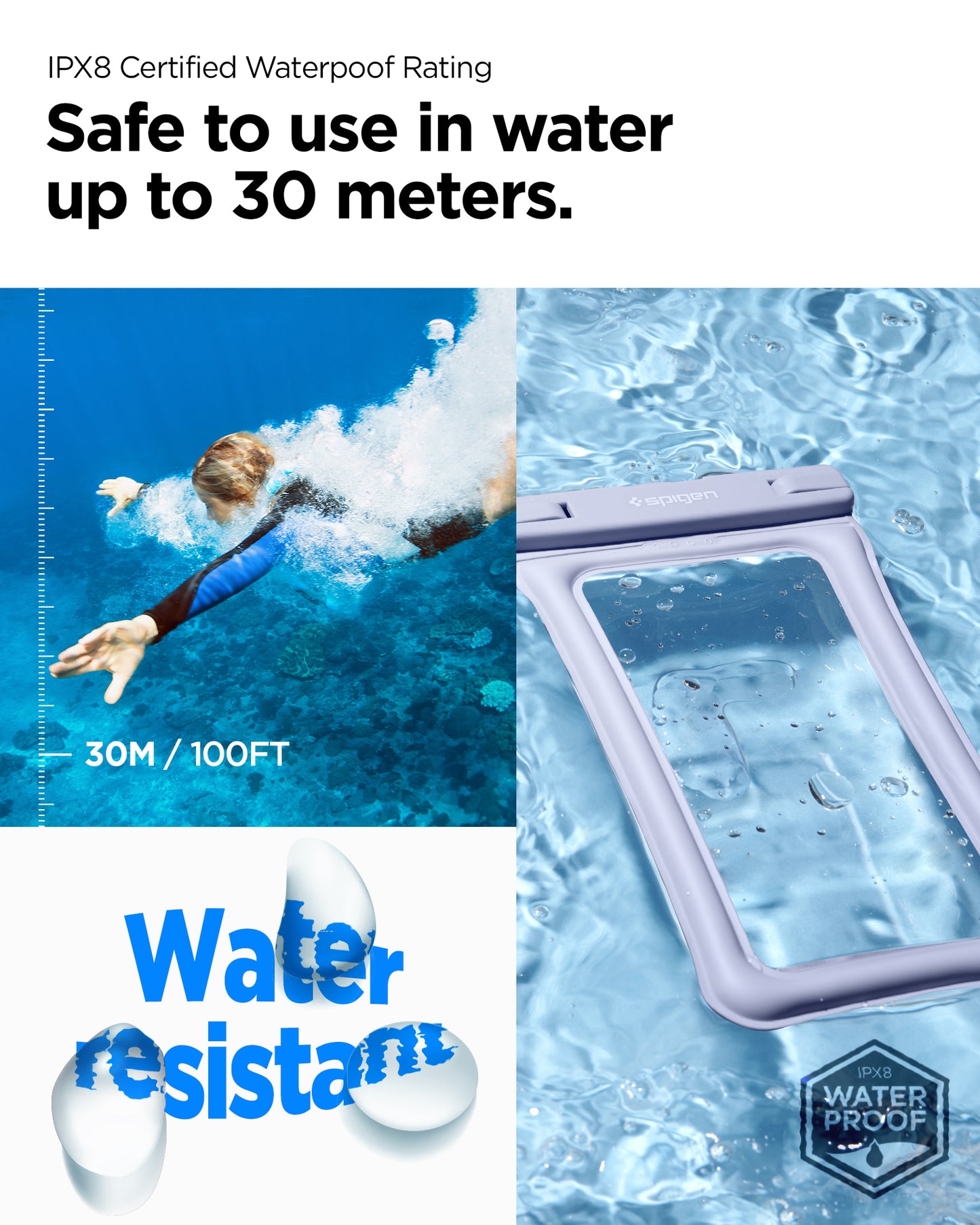 Spigen Aqua Shield WaterProof Floating Case A610 1 Pack, aqua blue