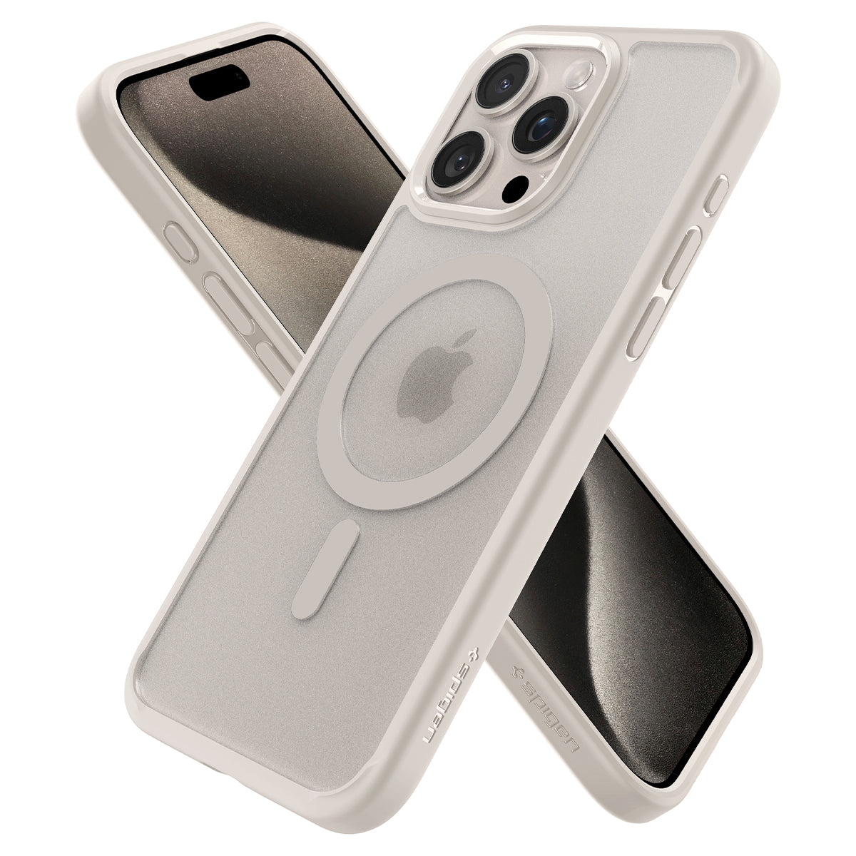 Spigen Ultra Hybrid MagSafe, frost natural titanium - iPhone 15 Pro Max