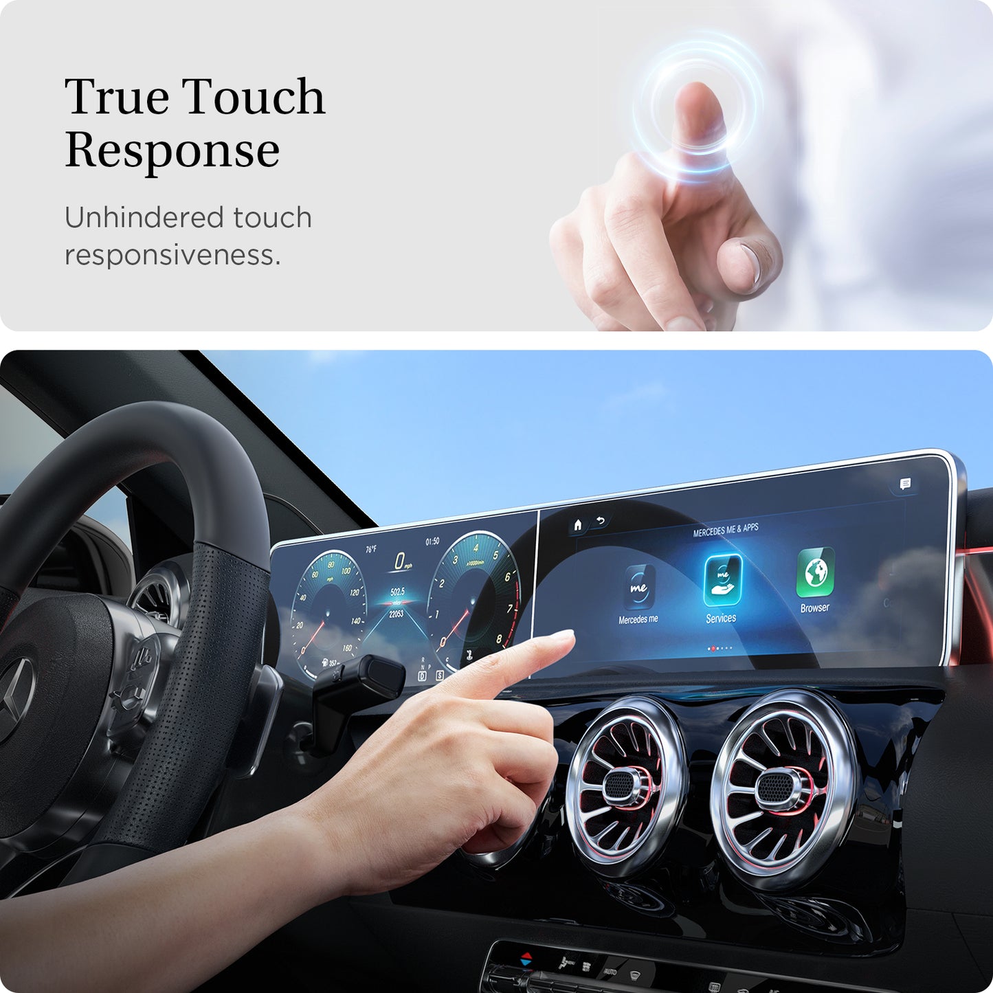 Spigen Mercedes Benz Glass tR EZ Fit Crystal Clear Screen Protector 2 Pack - A-Class 2021/2020