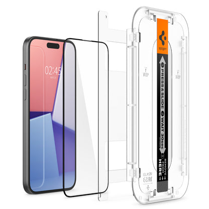 Spigen Glass tR EZ Fit 2 Pack, FC Black - iPhone 15