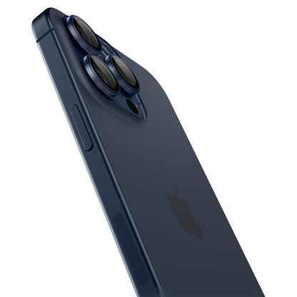 Spigen Glass tR EZ Fit Optik Pro 2 Pack, blue titanium - iPhone 15 Pro/15 Pro Max