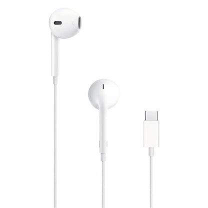 Apple EarPods Kopfhörer mit USB-C Anschluss in Weiß.
