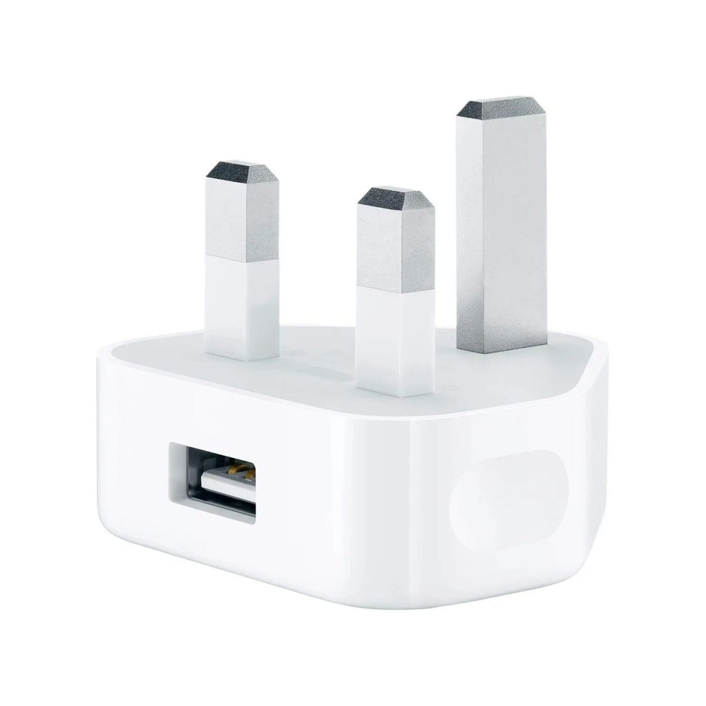 Das Bild zeigt das Apple MD812 Ladegerät 5W UK-Plug in Weiß aus der Frontansicht.