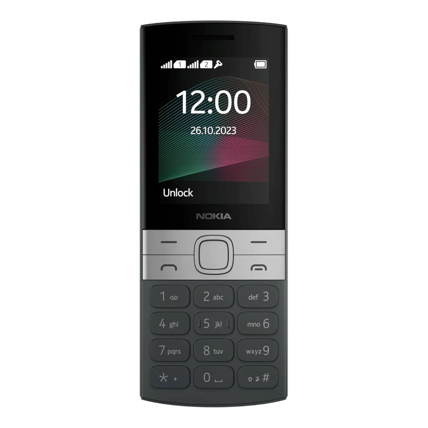Nokia 150 (2020) Handy in Schwarz/Silber.