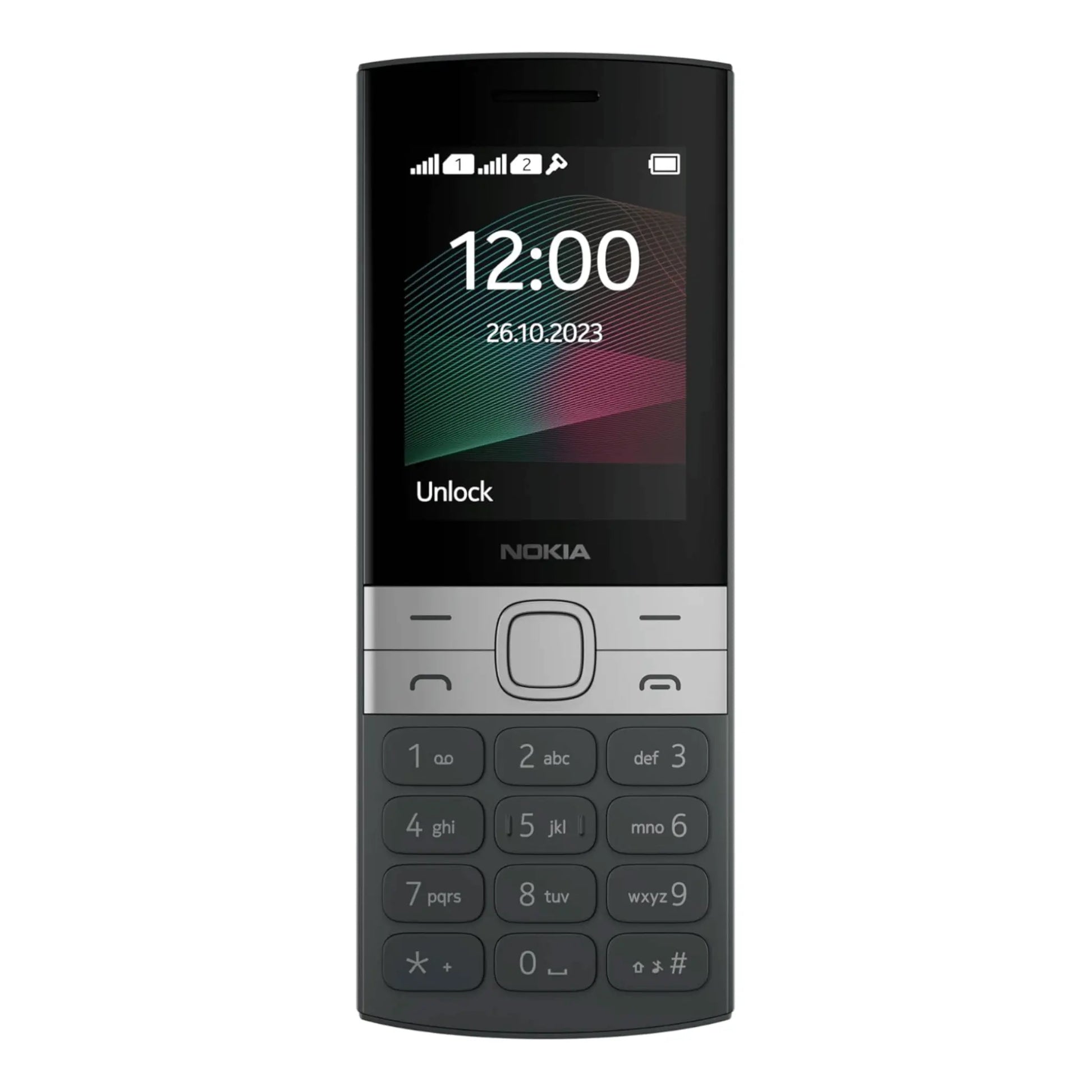 Nokia 150 (2020) Handy in Schwarz/Silber.