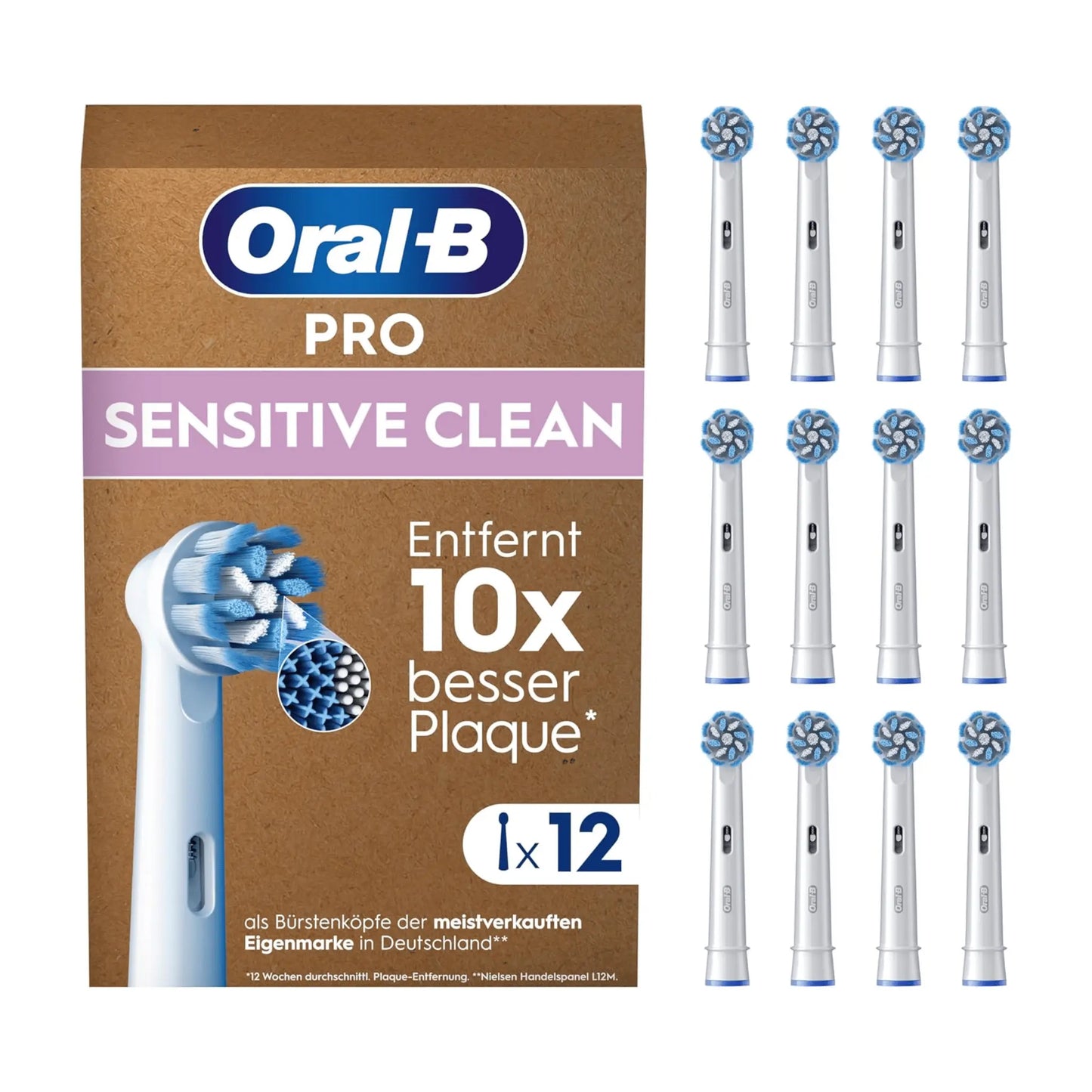 Oral-B Sensitive Aufsteckbürsten 12er Set für sanfte Zahnreinigung und empfindliches Zahnfleisch.