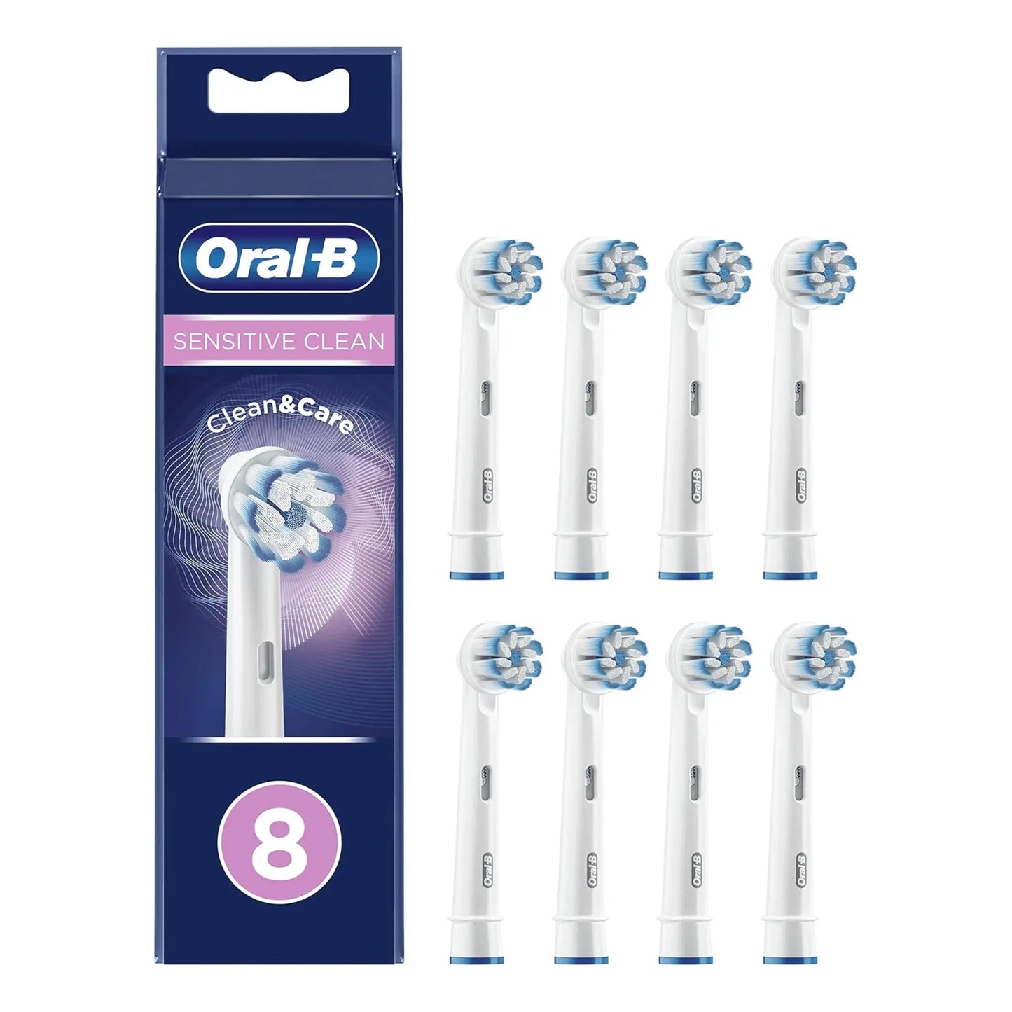 Oral-B Sensitive Aufsteckbürsten 8er Set in Weiß.