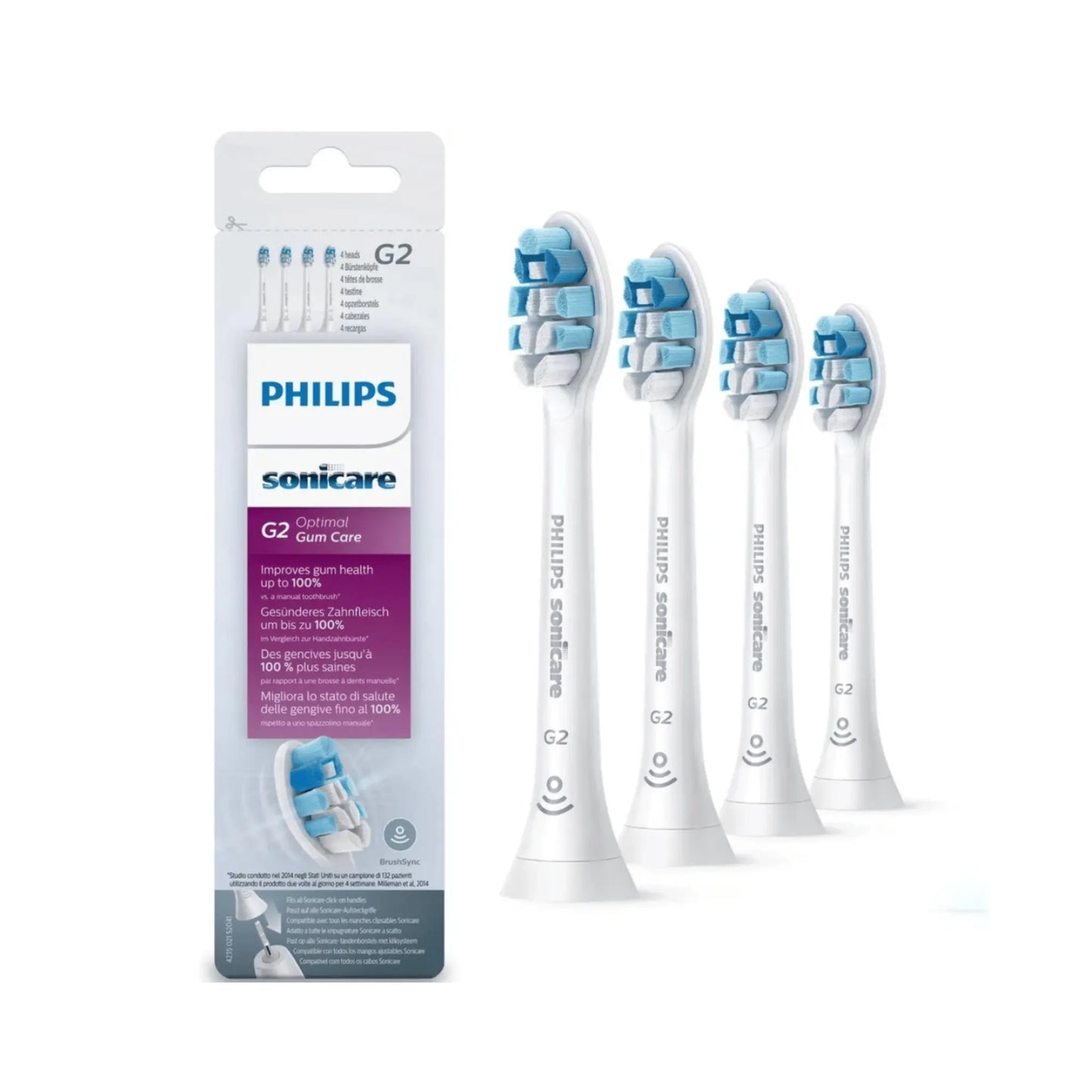 Philips Sonicare Optimal Gum Care Aufsteckbürsten in Weiß 4er Set.