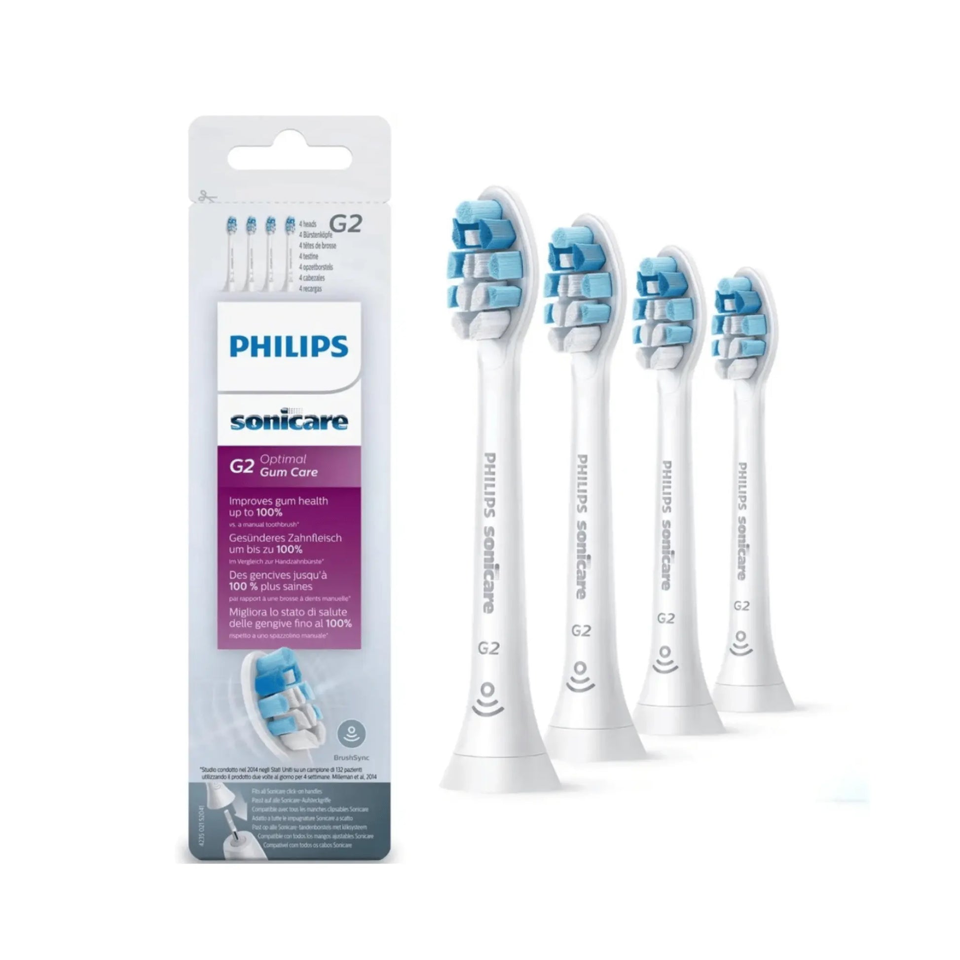 Philips Sonicare Optimal Gum Care Aufsteckbürsten in Weiß 4er Set.