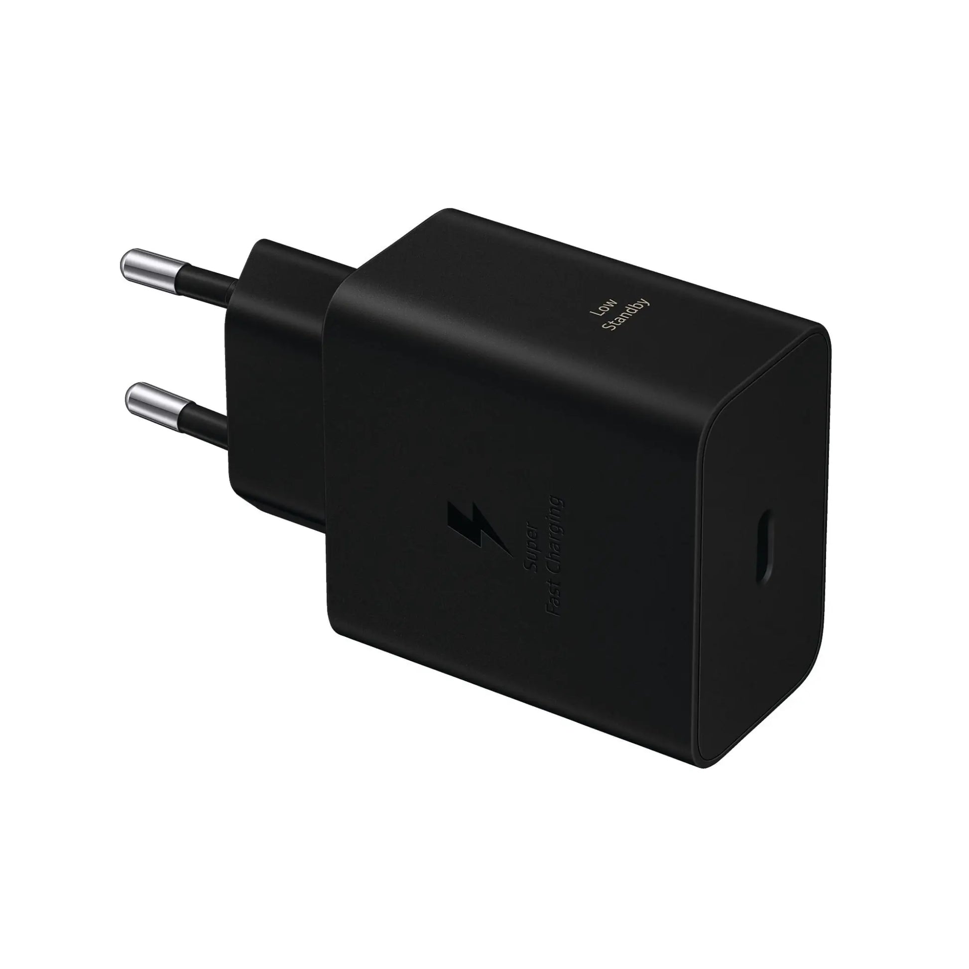 Das Bild zeigt das Samsung EP-T6010N Ladegerät 60W in Schwarz aus der Schrägansicht.