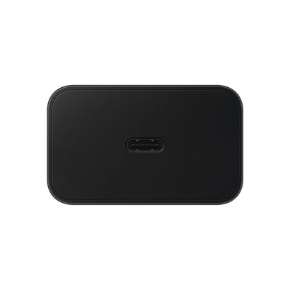 Das Bild zeigt das Samsung EP-T6010N Ladegerät 60W in Schwarz aus der Frontansicht.