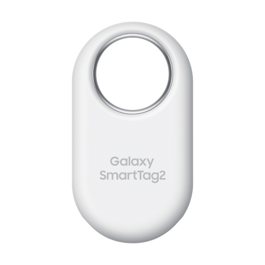 Samsung Galaxy SmartTag 2 Bluetooth Tracker in Weiß.
