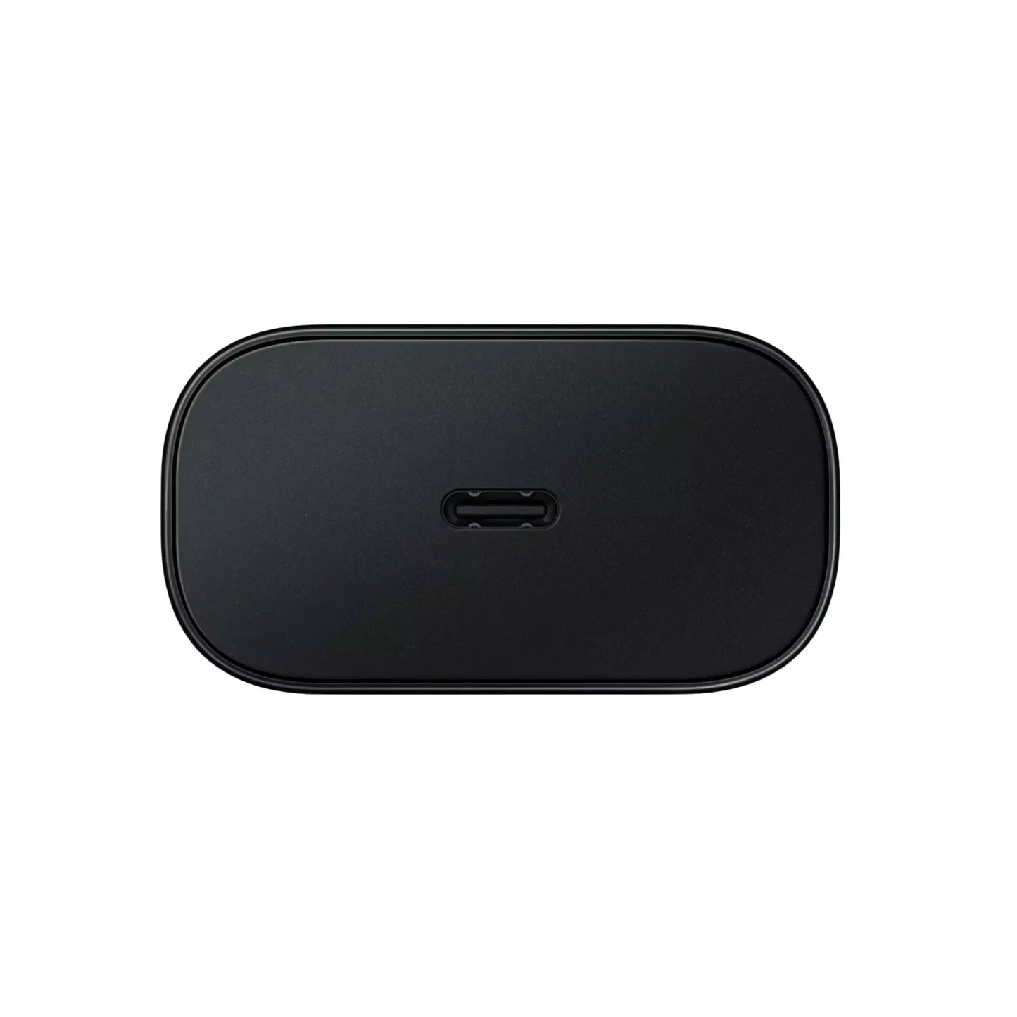 Das Bild zeigt das Samsung EP-TA800 Ladegerät 25W UK-Plug in Schwarz aus der Frontansicht.