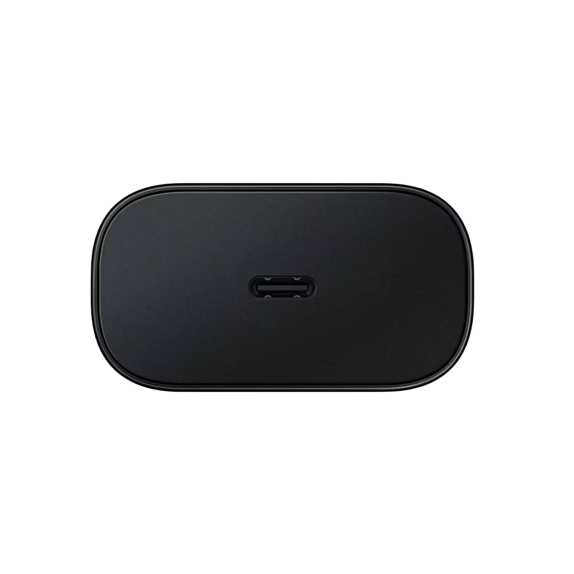 Das Bild zeigt das Samsung EP-TA800 Ladegerät 25W UK-Plug in Schwarz aus der Frontansicht.