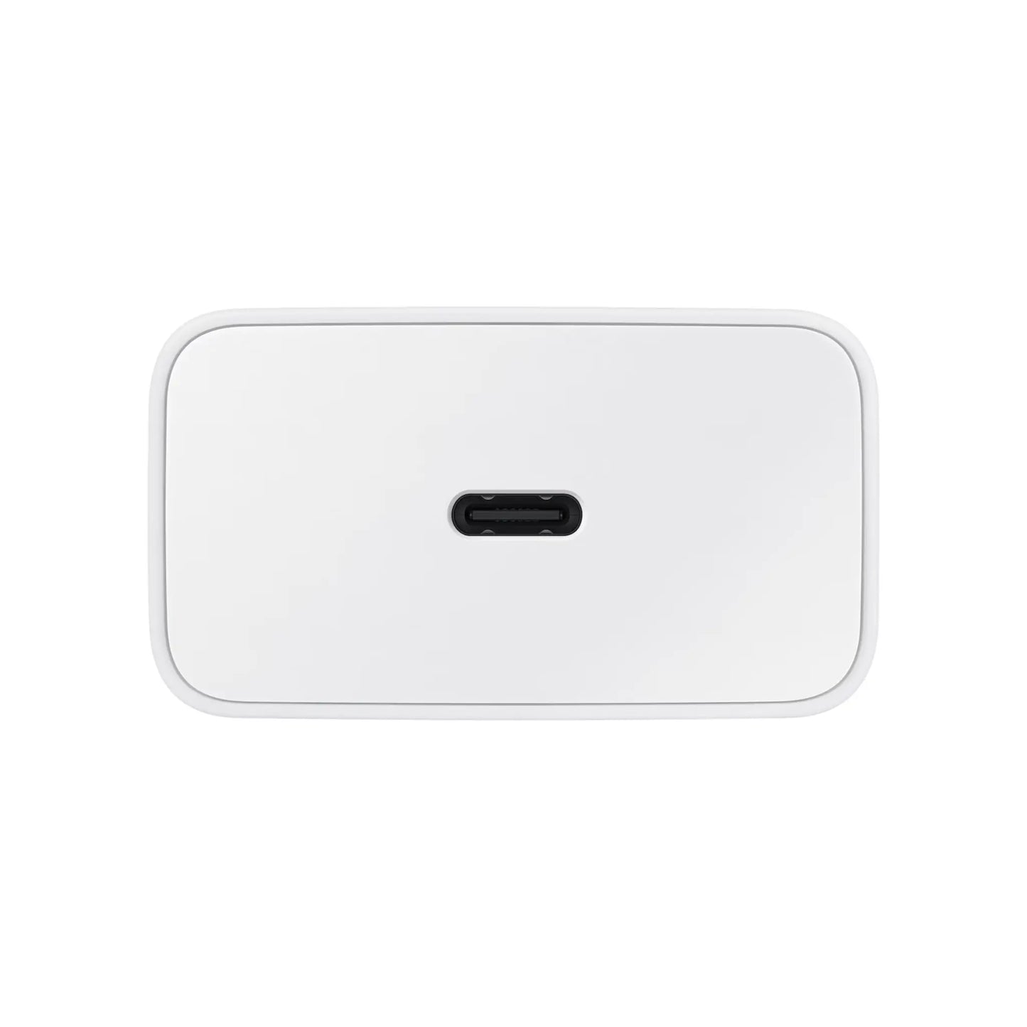 Das Bild zeigt das Samsung EP-T4510 Ladegerät 45W USB-C UK-Plug in Weiß aus der Frontansicht.