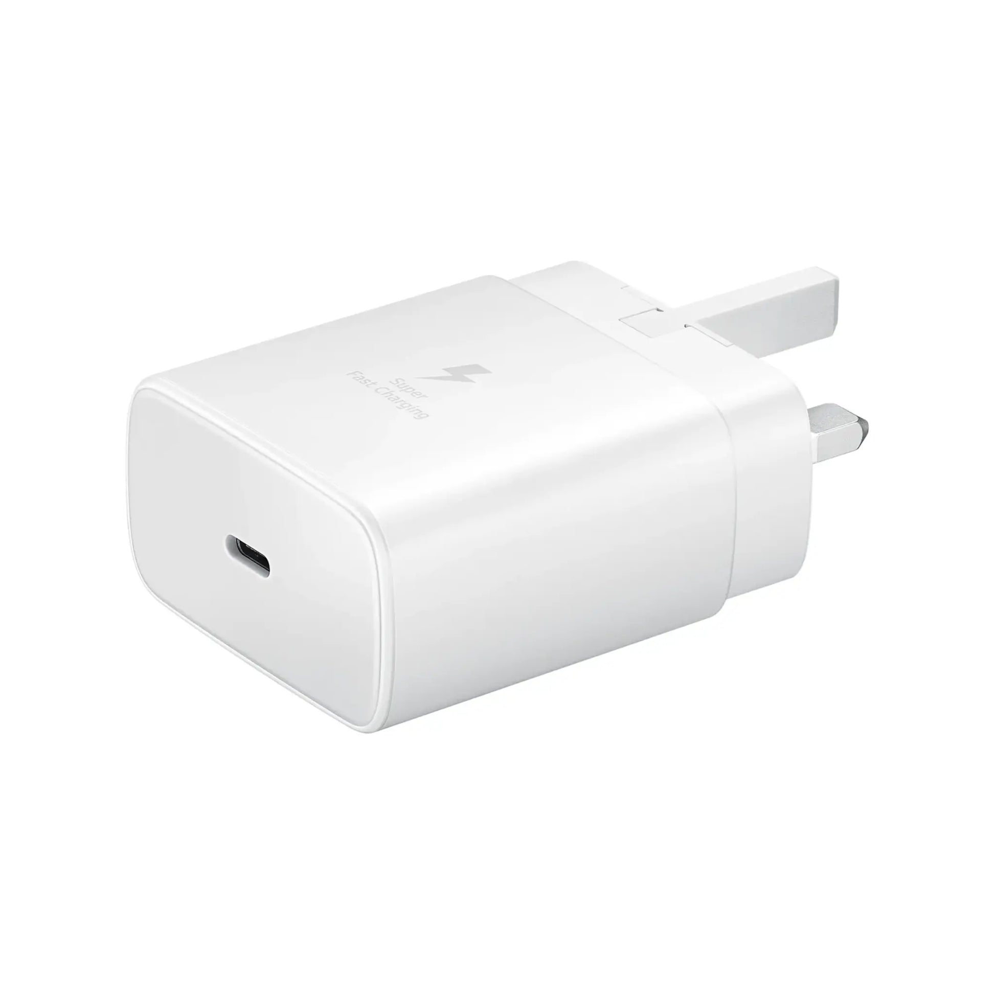 Das Bild zeigt das Samsung EP-TA845 Ladegerät 45W UK-Plug in Weiß.