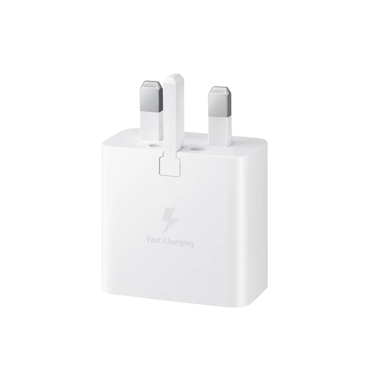 Das Bild zeigt das Samsung EP-T1510 Ladegerät 15W UK-Plug in Weiß aus der Frontansicht.