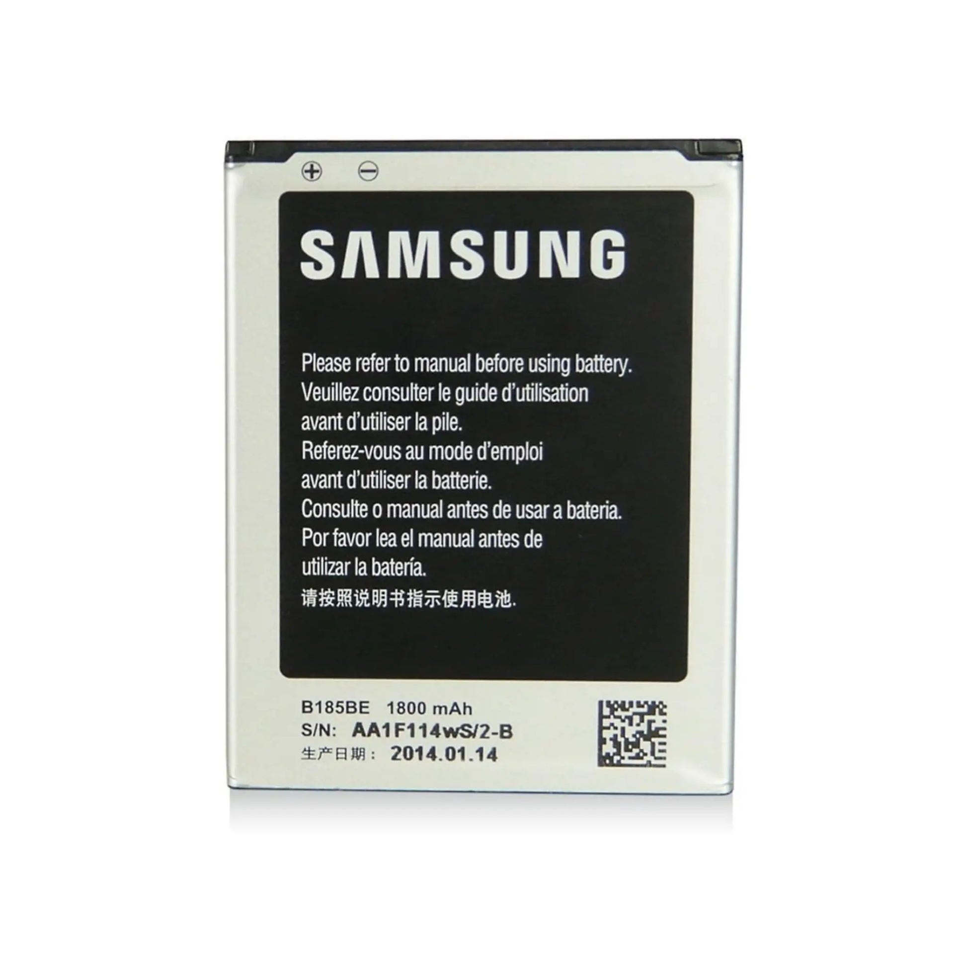 Auf diesem Produktbild wird der Samsung Akku EB-B185BEBECWW Li-ion 3.8 Volt 1800 mAh abgebildet.