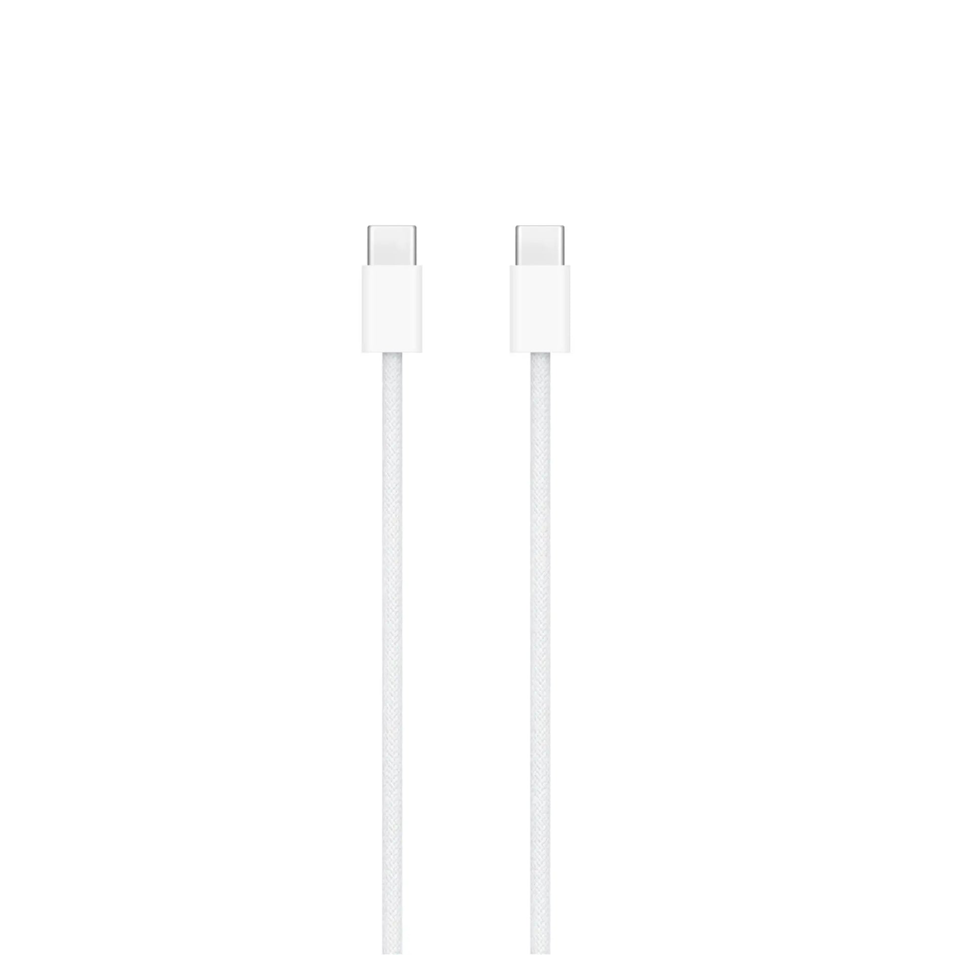 Das Bild zeigt das Apple Datenkabel USB-C 60 Watt in Weiß aus der Frontansicht.