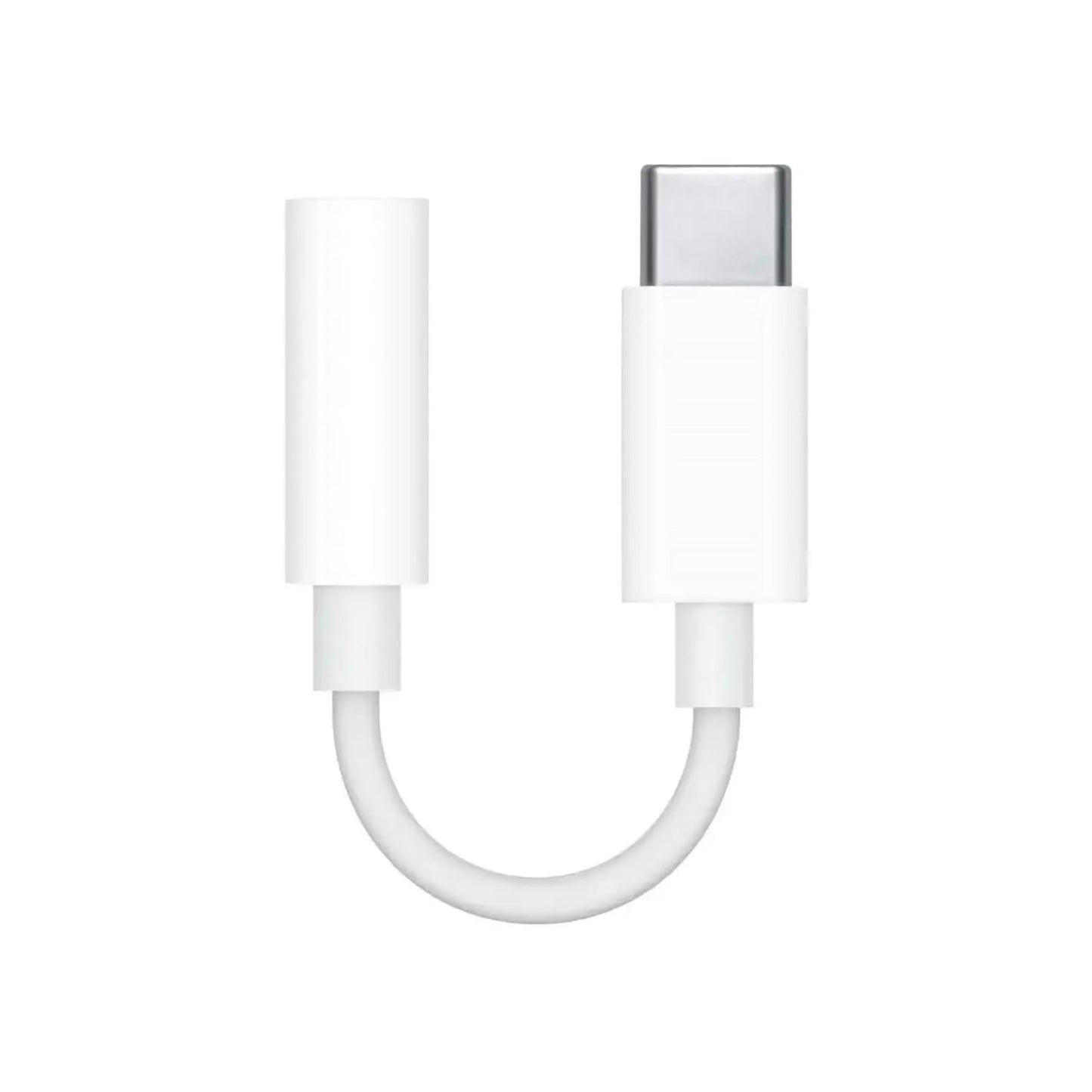 Das Bild zeigt den Apple AUX-Adpater USB-C auf 3,5-mm Klinkenstecker in Weiß aus der Nahansicht.