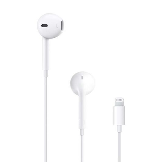 Apple EarPods Kopfhörer mit Lightning Anschluss in Weiß.