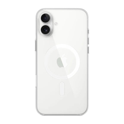 Das Bild zeigt die Apple iPhone Handyhülle MA7D4ZM/A aus Polykarbonat. Sie ist kompatibel mit dem iPhone 16 Plus. In der Farbe Transparent aus der Detailansicht.