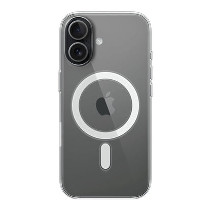 Das Bild zeigt die Apple iPhone Handyhülle MGF24ZM/A aus Polykarbonat. Sie ist kompatibel mit dem iPhone 17. In der Farbe Transparent aus der Frontansicht.