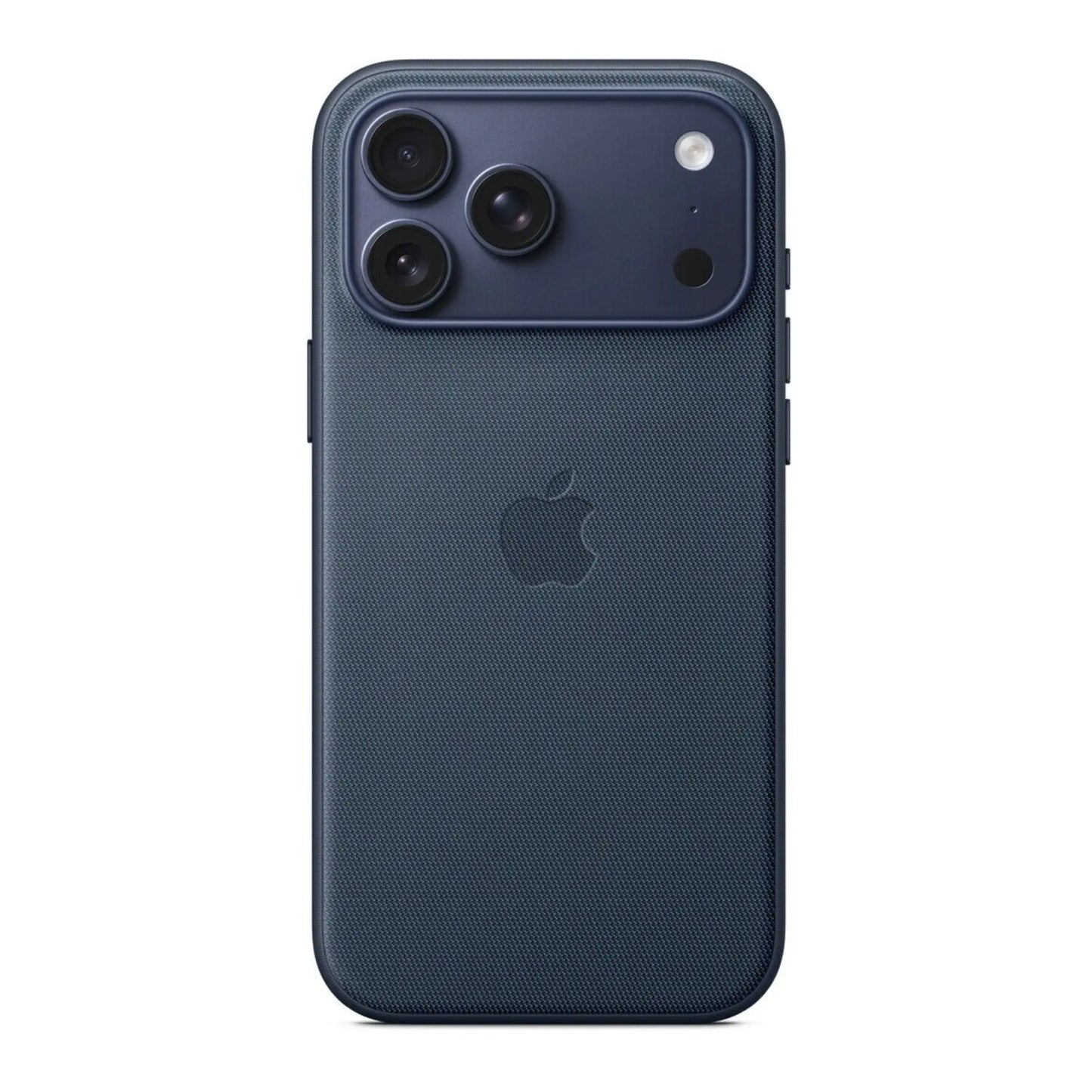 Das Bild zeigt die Apple iPhone Handyhülle MGF94ZM/A aus Funktionsgewebe. Sie ist kompatibel mit dem iPhone 17 Pro Max. In der Farbe Blau aus der Frontansicht.