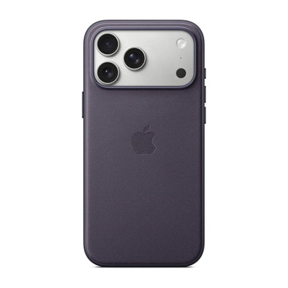 Das Bild zeigt die Apple iPhone Handyhülle MGF04ZM/A aus Funktionsgewebe. Sie ist kompatibel mit dem iPhone 17 Pro Max. In der Farbe Violett aus der Frontansicht.