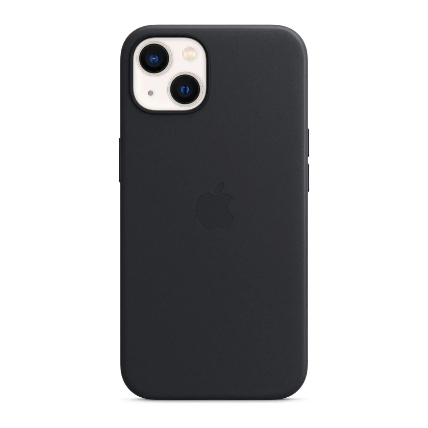 Das Bild zeigt die Apple iPhone Handyhülle MM183ZM/A aus Leder. Sie ist kompatibel mit dem iPhone 13. In der Farbe Mitternacht aus der Frontansicht.