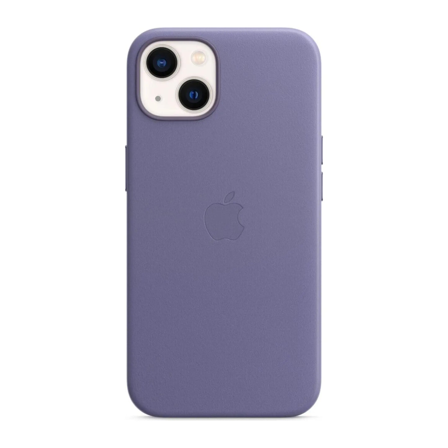 Das Bild zeigt die Apple iPhone Handyhülle MM163ZM/A aus Leder. Sie ist kompatibel mit dem iPhone 13. In der Farbe Wisteria aus der Frontansicht.