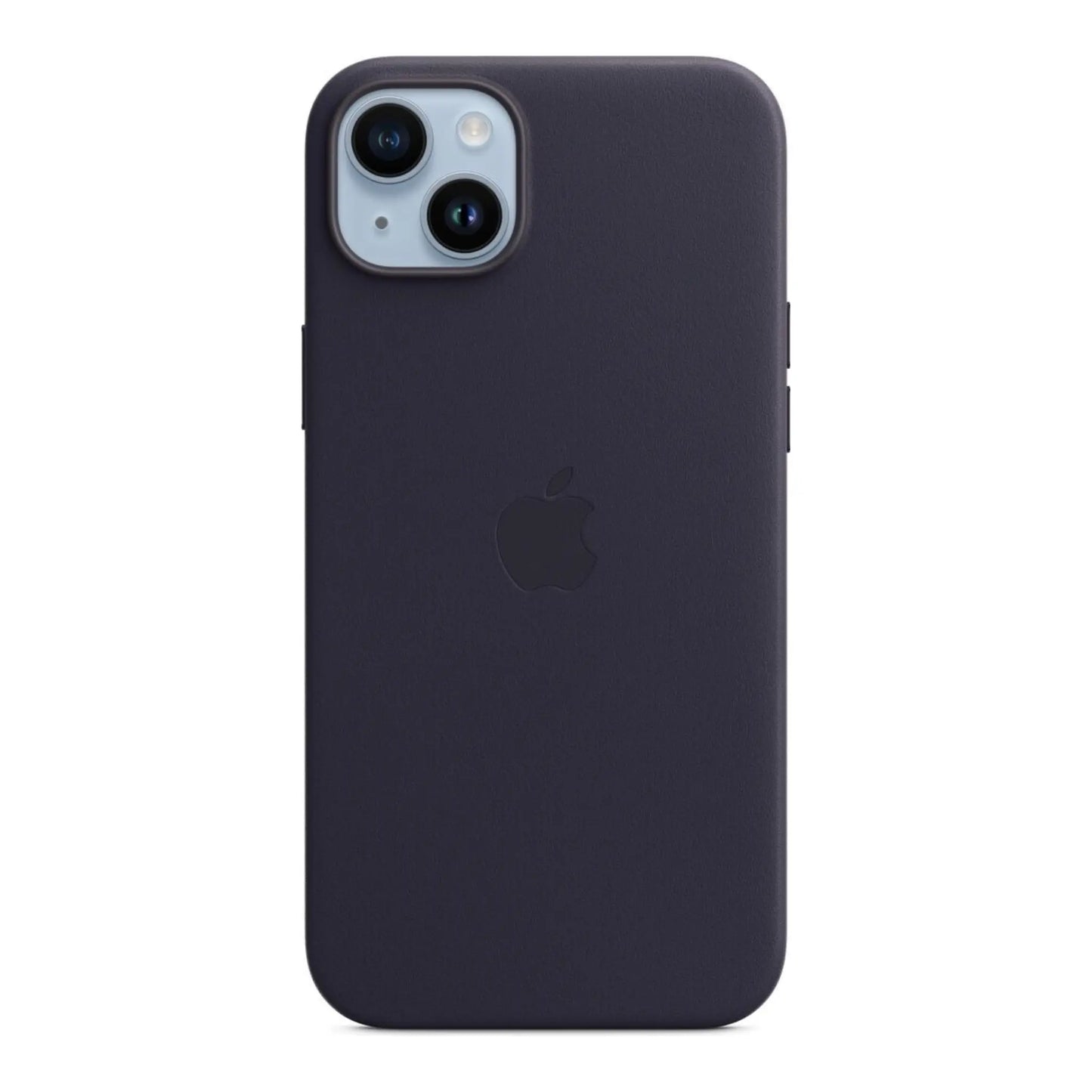 Das Bild zeigt die Apple iPhone Handyhülle MPPC3ZM/A aus Leder. Sie ist kompatibel mit dem iPhone 14 Plus. In der Farbe Tinte aus der Frontansicht.