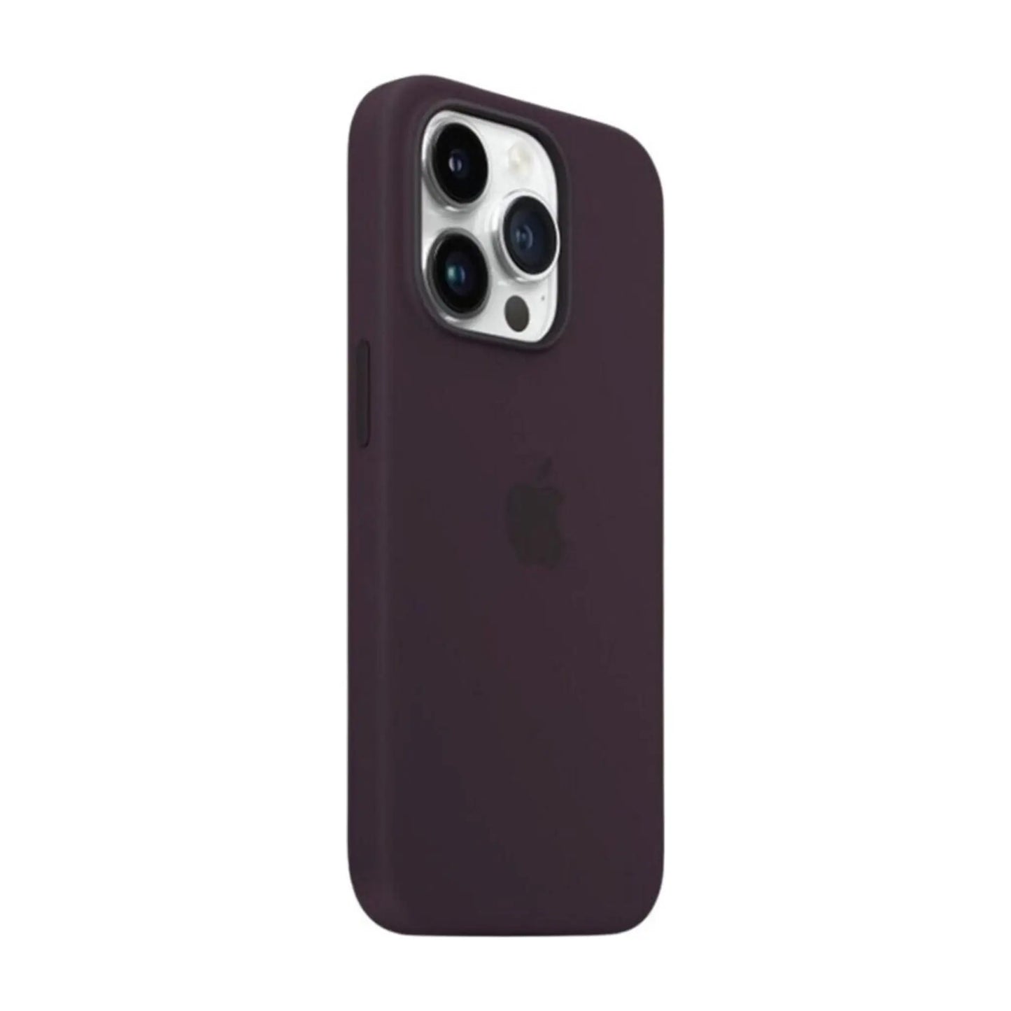 Das Bild zeigt die Apple iPhone Handyhülle MPT93ZM/A aus Silikon. Sie ist kompatibel mit dem iPhone 14 Plus. In der Farbe Holunder aus der Schrägansicht.