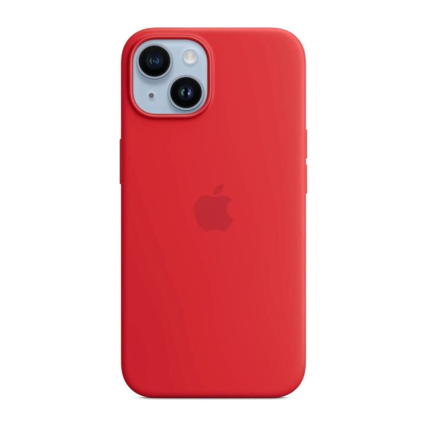 Das Bild zeigt die Apple iPhone Handyhülle MW5U3ZM/A aus Silikon. Sie ist kompatibel mit dem iPhone 14. In der Farbe Rot aus der Frontansicht.