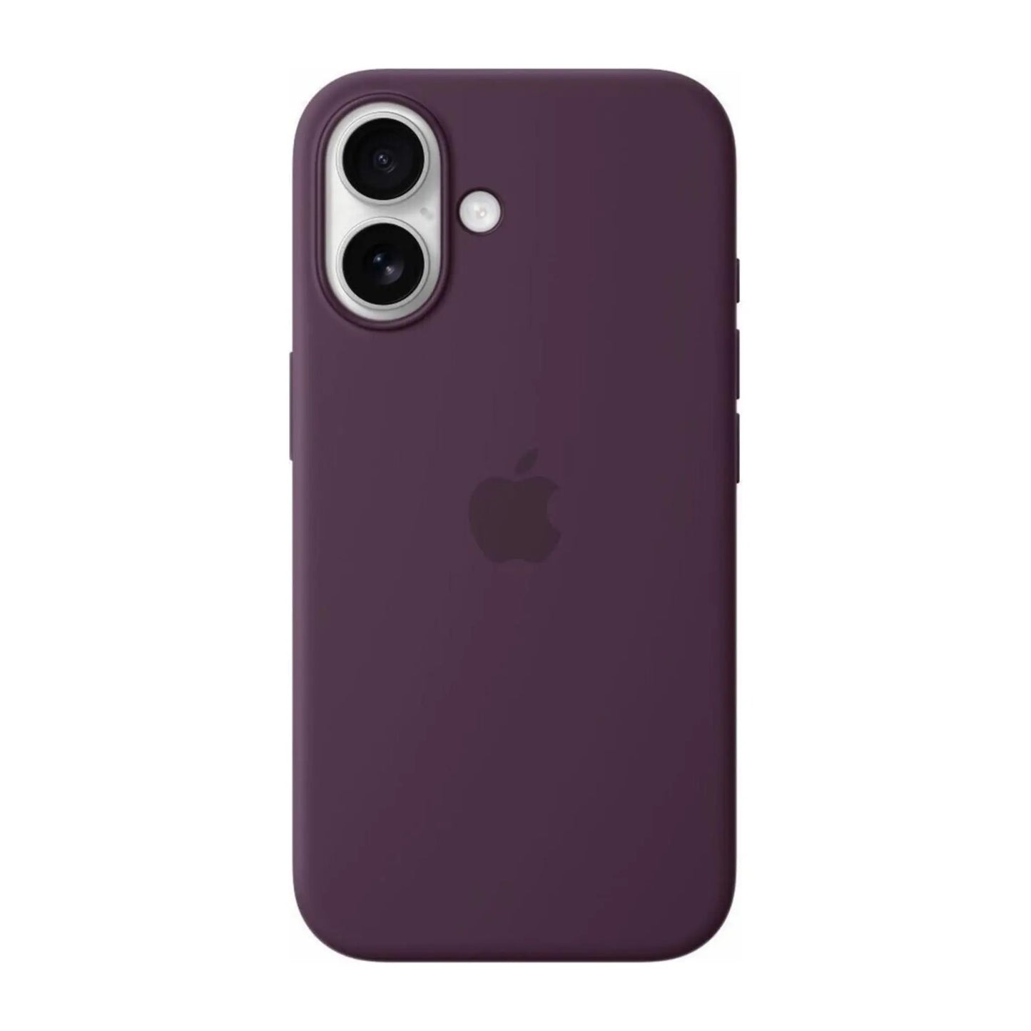 Das Bild zeigt die Apple iPhone Handyhülle MYY43ZM/A aus Silikon. Sie ist kompatibel mit dem iPhone 16. In der Farbe Pflaume aus der Frontansicht.