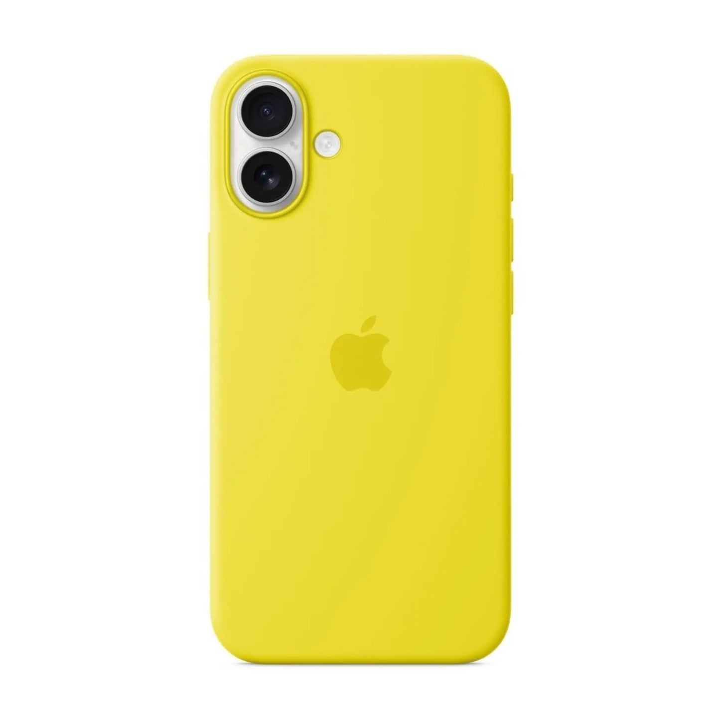 Das Bild zeigt die Apple iPhone Handyhülle MYYG3ZM/A aus Silikon. Sie ist kompatibel mit dem iPhone 16 Plus. In der Farbe Sternfrucht aus der Frontansicht.