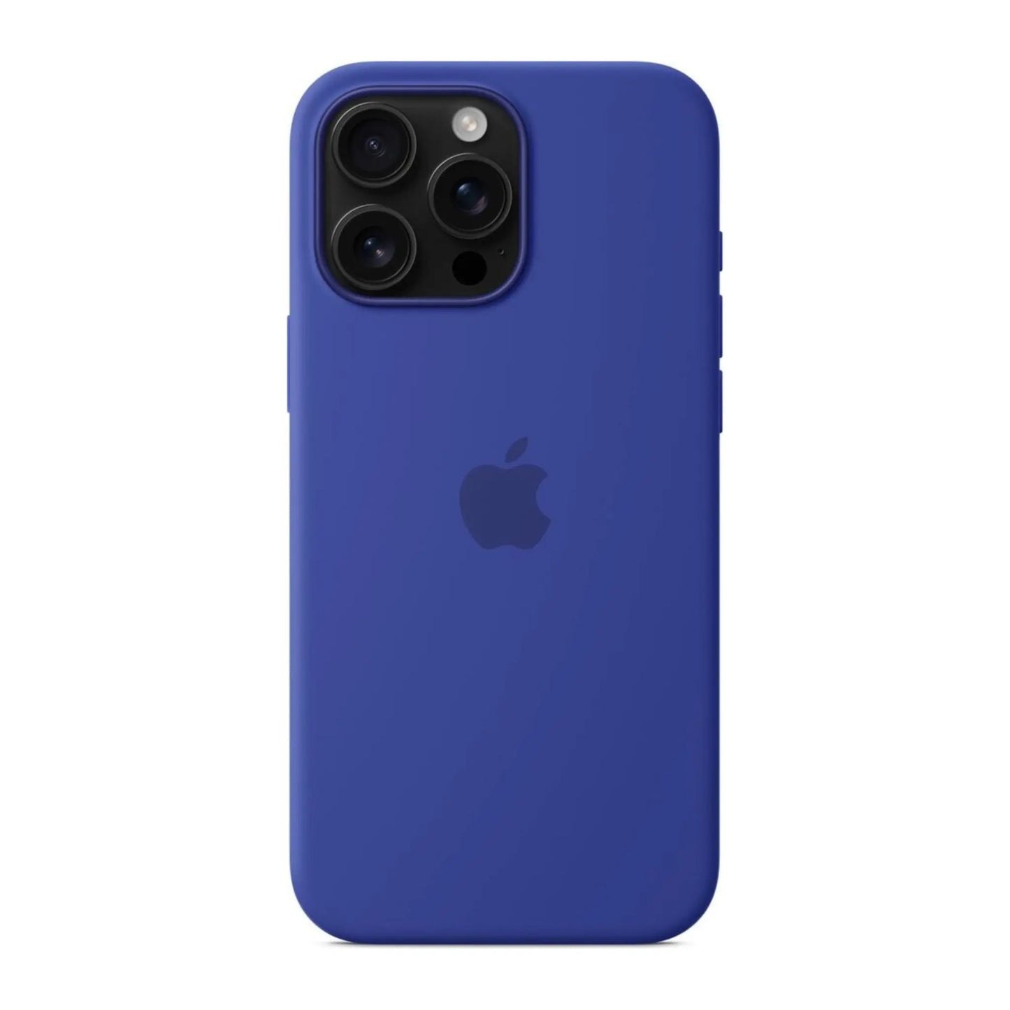 Das Bild zeigt die Apple iPhone Handyhülle MYYY3ZM/A aus Silikon. Sie ist kompatibel mit dem iPhone 16 Pro Max. In der Farbe Ultramarin aus der Frontansicht.
