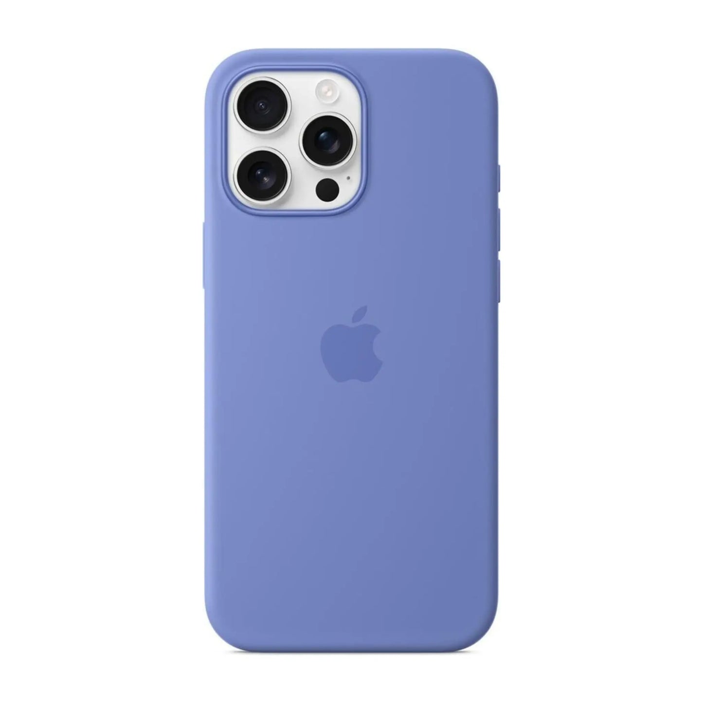Das Bild zeigt die Apple iPhone Handyhülle MDH04ZM/A aus Silikon. Sie ist kompatibel mit dem iPhone 16 Pro Max. In der Farbe Veilchen aus der Frontansicht.