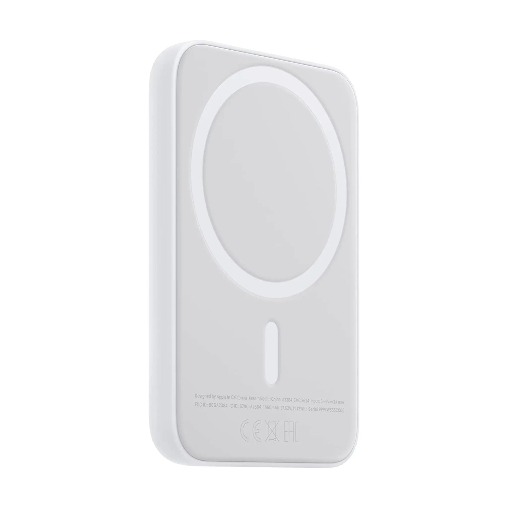 Das Bild zeigt die Apple Powerbank MJWY3ZM/A aus der Schrägansicht.