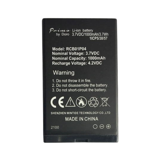 Auf diesem Produktbild wird der Doro Primo Akku RCB01P04 Li-Ion 3.7 Volt 1000 mAh abgebildet
