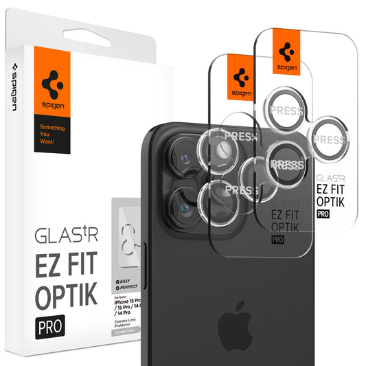 Spigen Glass tR EZ Fit Optik Pro 2 Pack, crystal clear - iPhone 15 Pro/15 Pro Max/14 Pro/14 Pro Max