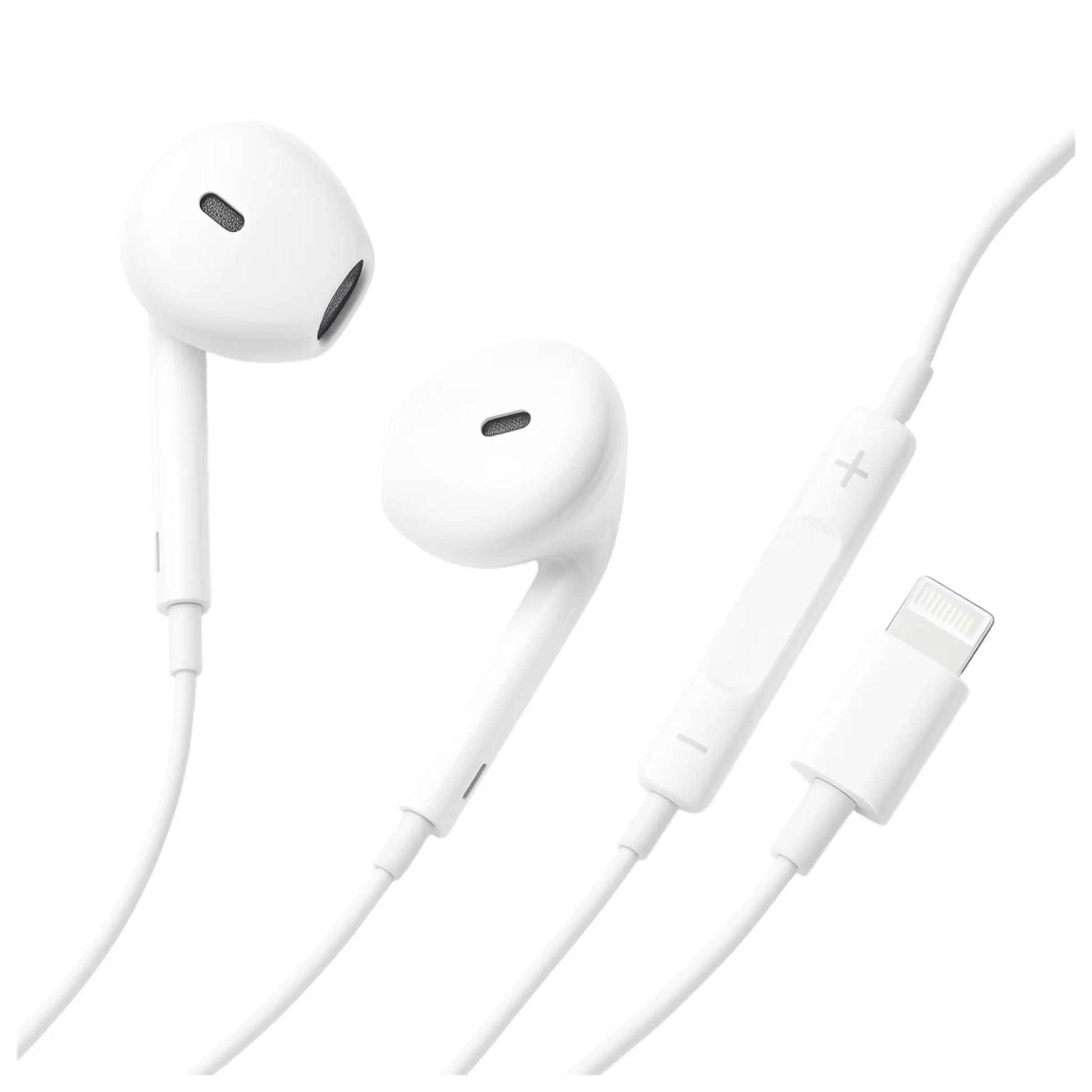 Das bild zeigt die Firelia EarPods Kopfhörer mit dem Lightning-Anschluss in Weiß. 